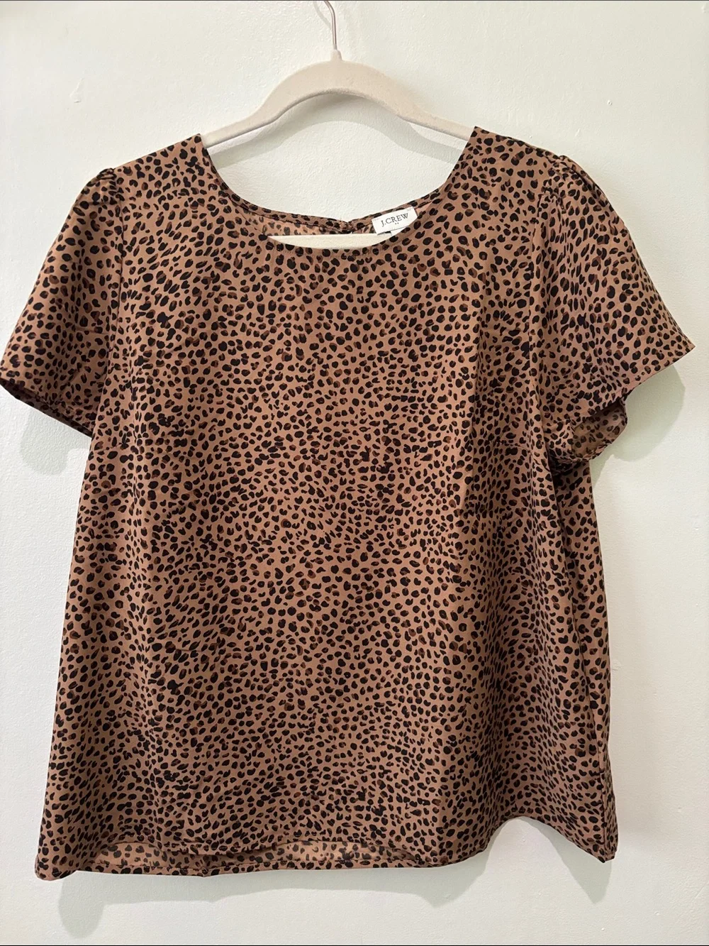J. Crew Leopard Print Puff Short Sleeve Top